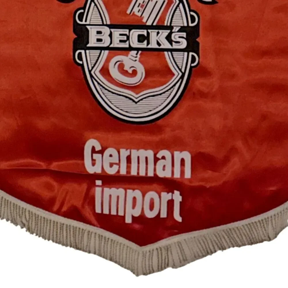 VTG BECK's Beer Wall Hanging Festival Banner Sign Satin 19.5x 27 German Import